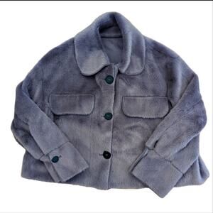 Rolls Rodeo Dusty Purple, Faux Fur, Faux Suede Cropped Shacket Jacket